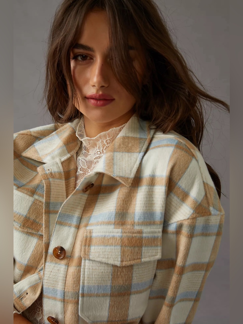Anthropologie Avec Les Filles Boxy Plaid Shirt Jacket Oversized Women Size 1X